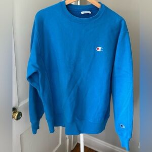 Champion Reverse Weave Sweatshirt Warm Up Crewneck Blue Medium Embroidered Logos